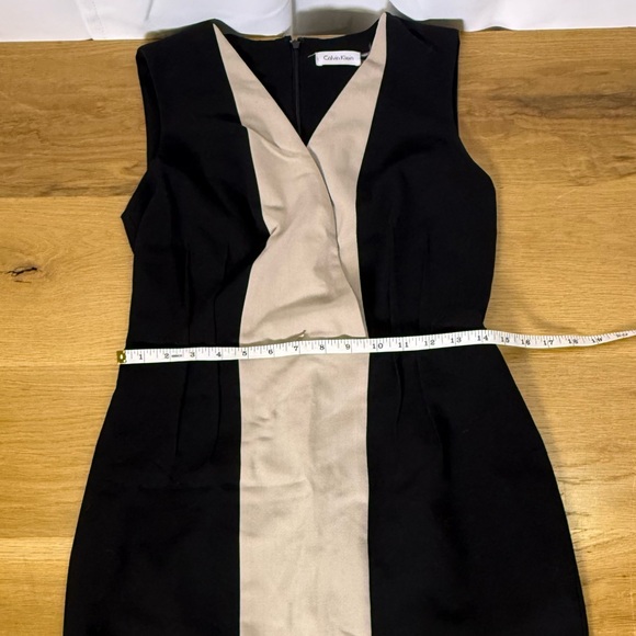 Calvin Klein Dress Sleeveless Sheath midi Black & Tan Colorblock Women’s Size 8 - Picture 5 of 11